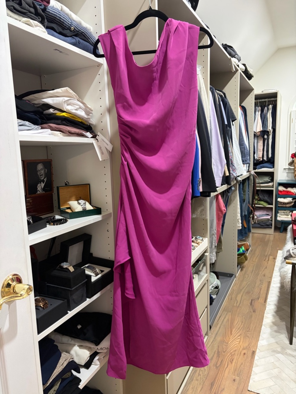 Elliatt Fuchsia Sleeveless Draped Maxi Dress